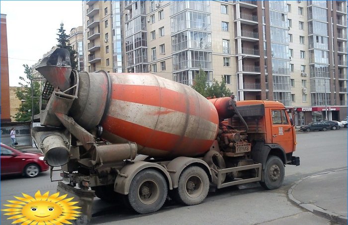 Delivery of concrete by truck mixer