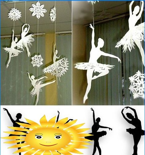 Flying snowflakes ballerinas