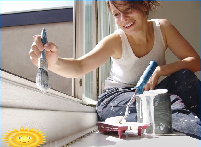 Using a flute brush to paint a window