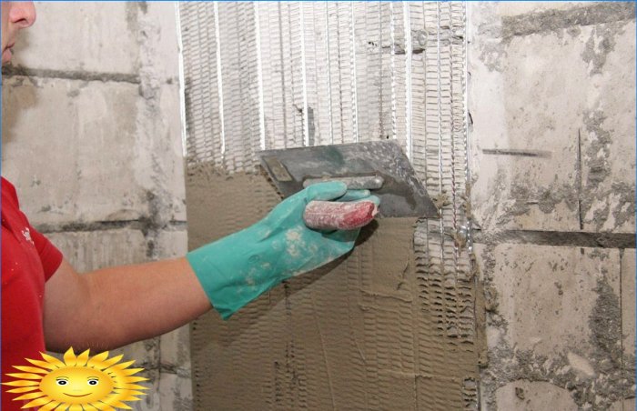 Aerated concrete plastering on a metal mesh
