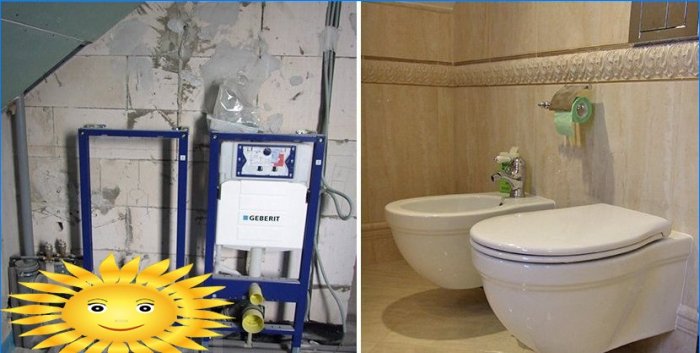 Installation of toilet and bidet installations