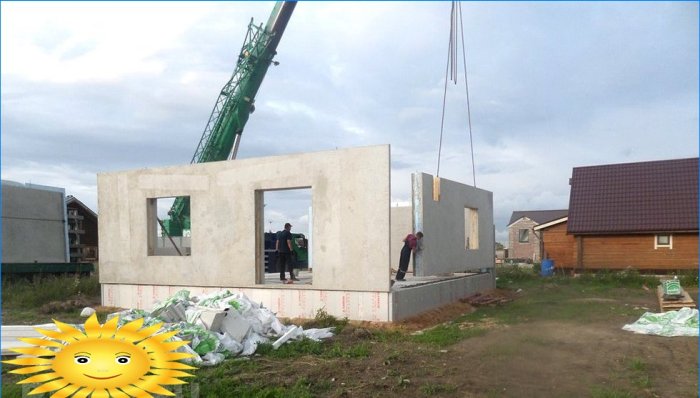 Construction of a prefabricated house from concrete panels