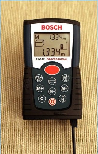 Laser tape measure Bosch DLE 50 Professional with open stop pin
