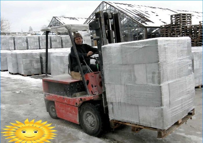 Storage of building materials in winter