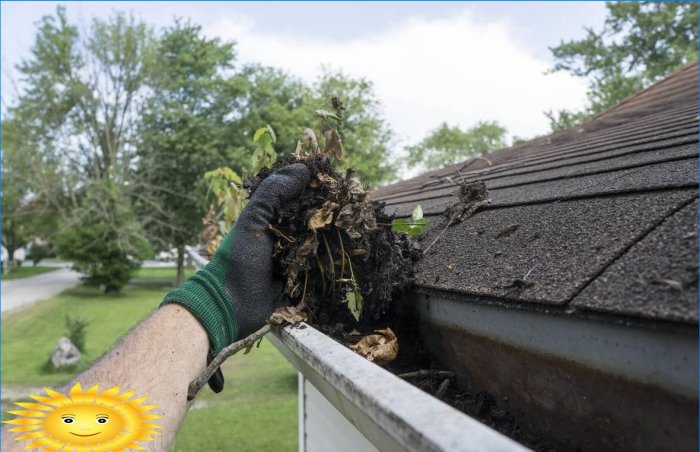 Cleaning gutters and gutters from debris