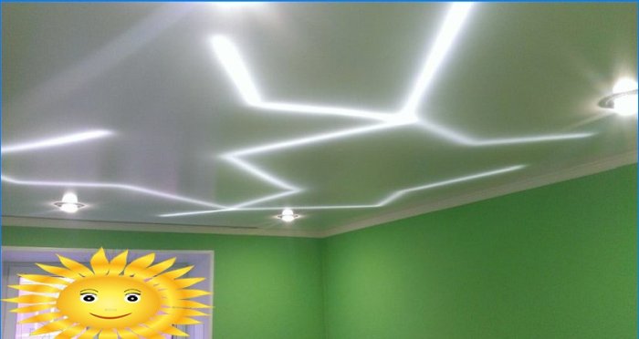 Stretch ceiling with LED lighting