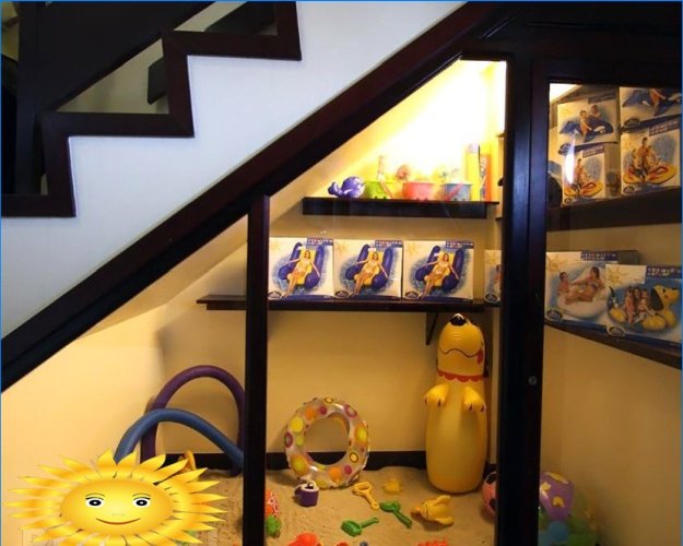 Useful ideas for arranging a niche under the stairs