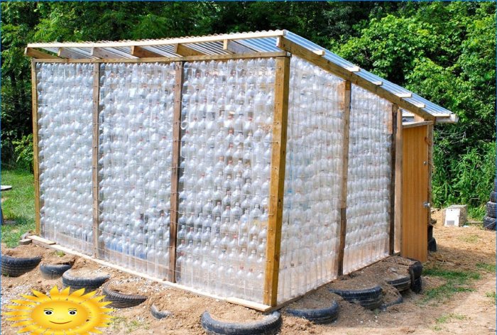 Greenhouse made of plastic bottles