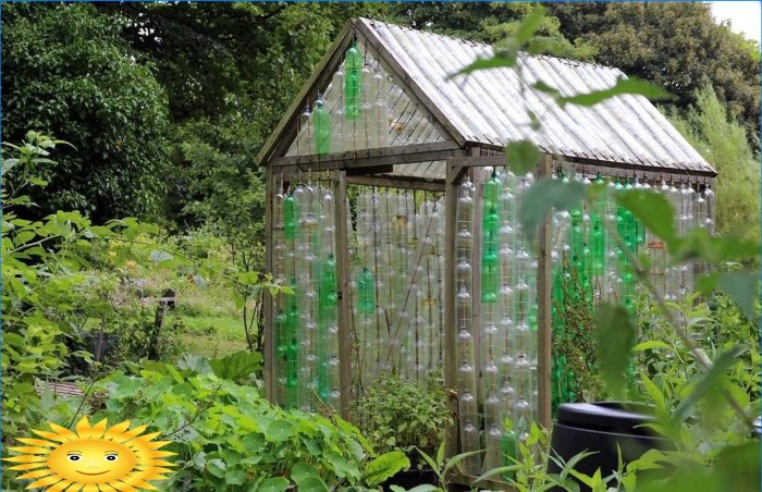 Greenhouse made of plastic bottles