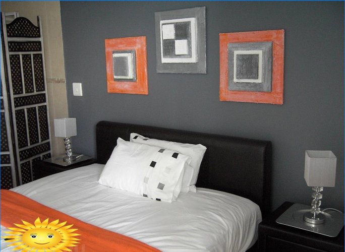 Gray-orange bedroom