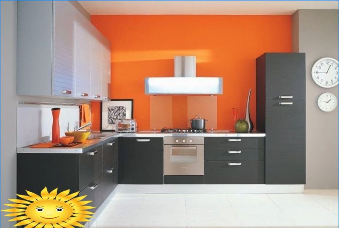 Gray-orange kitchen