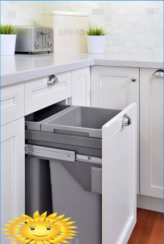 Drawers for trash cans in the kitchen