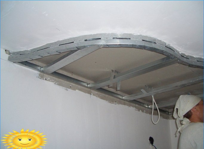 Duplex plasterboard ceilings with built-in lighting