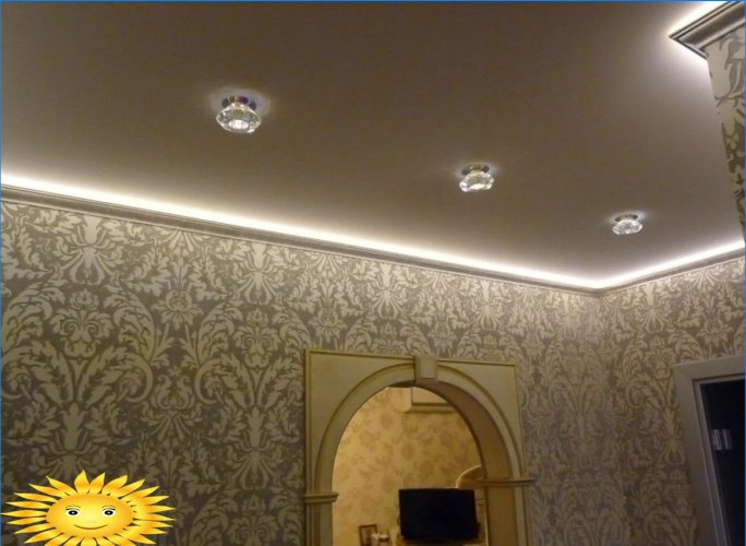 Duplex plasterboard ceilings with built-in lighting