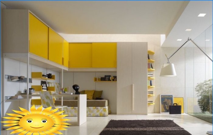 Fashionable color combinations in the interior: yellow and white