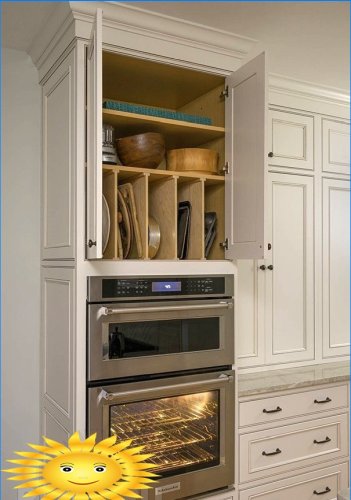 Ideas for storing large dishes in the kitchen