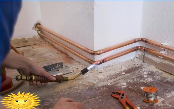 Installation of heating from copper pipes
