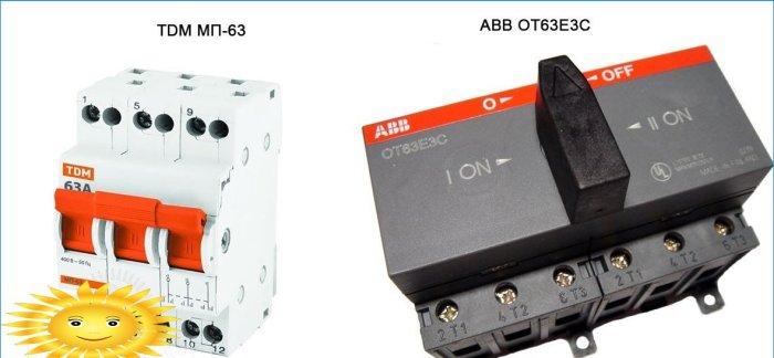 Modular three-position switch TDM MP-63 and 3-phase switch ABB OT63E3C