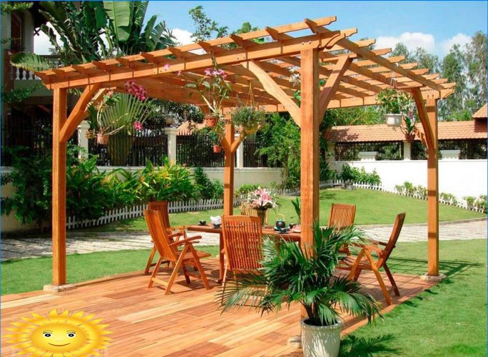 Canopy on the site: construction options and materials
