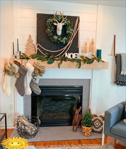 Christmas fireplace decor: ideas and examples