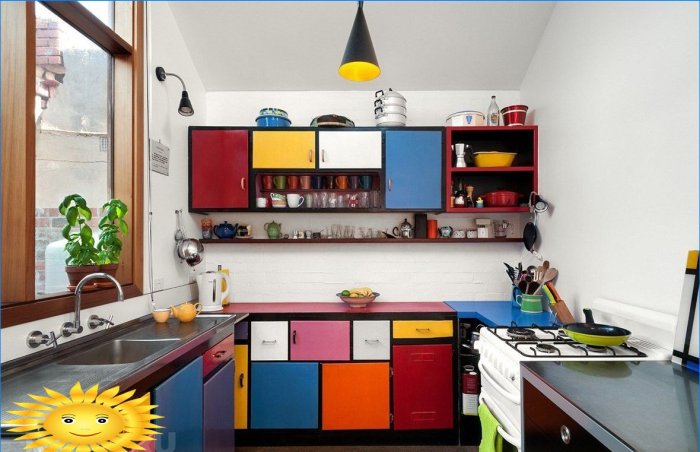 Colored cabinets in the interior