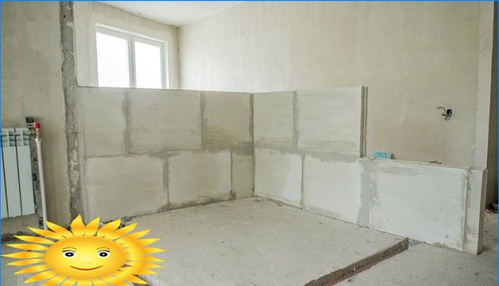 Construction of interior partitions from tongue-and-groove gypsum blocks