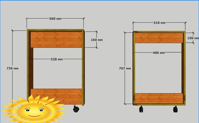 DIY folding kitchen table: drawings and diagrams