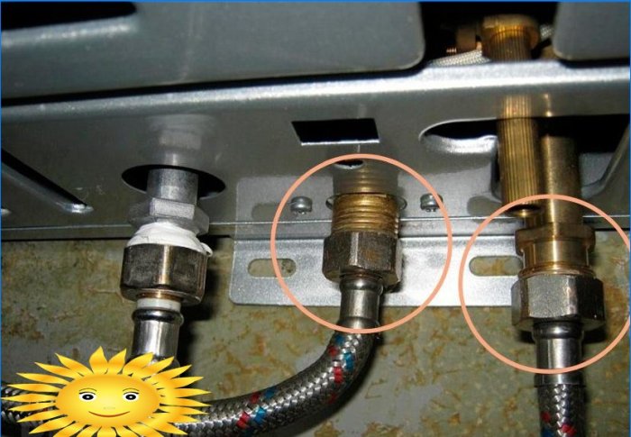 Connecting a heat exchanger for a gas heating boiler