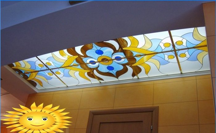DIY stained glass ceiling installation