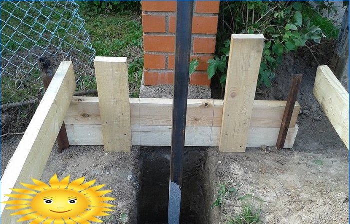 Do-it-yourself monolithic reinforced concrete foundation for the gate and wicket