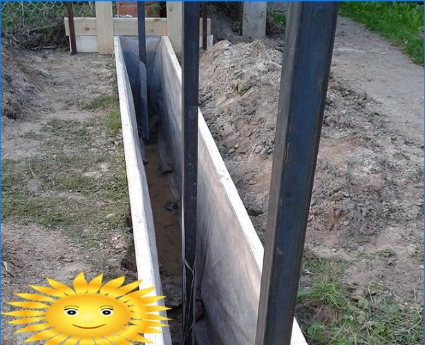 Do-it-yourself monolithic reinforced concrete foundation for the gate and wicket
