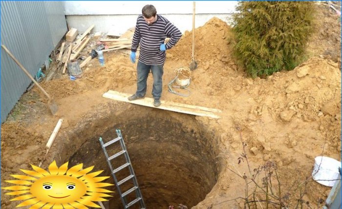 Digging a hole for a concrete septic tank