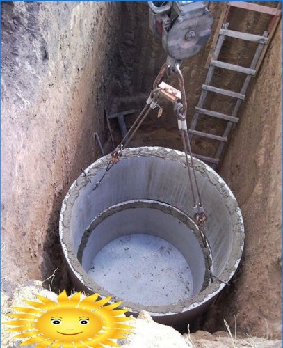 Installation of a septic tank from concrete rings