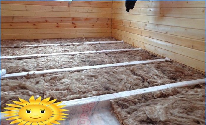 Thermal insulation of the floor in a wooden house with mineral wool