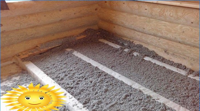 Thermal insulation of a wooden floor with ecowool