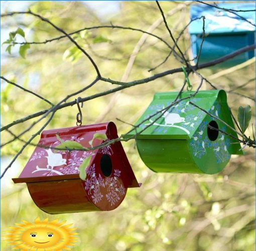 Houses and bird feeders on the site
