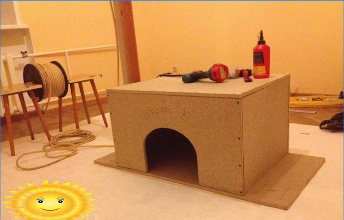 House for cats made of chipboard
