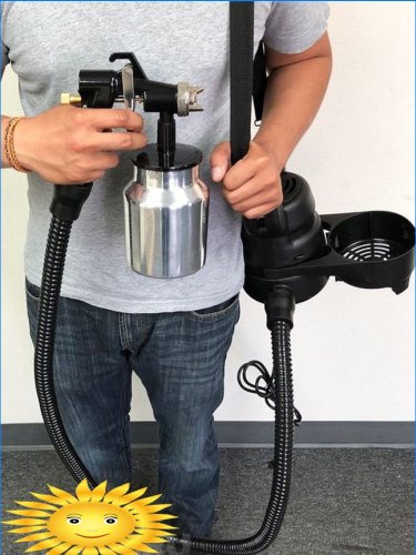 Spray gun with external compressor and stainless steel tank