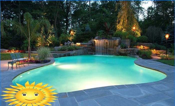 How to organize the lighting of fountains, pools and ponds