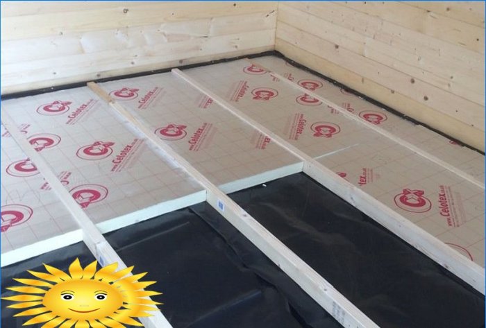 Thermal insulation of a wooden floor with expanded polystyrene