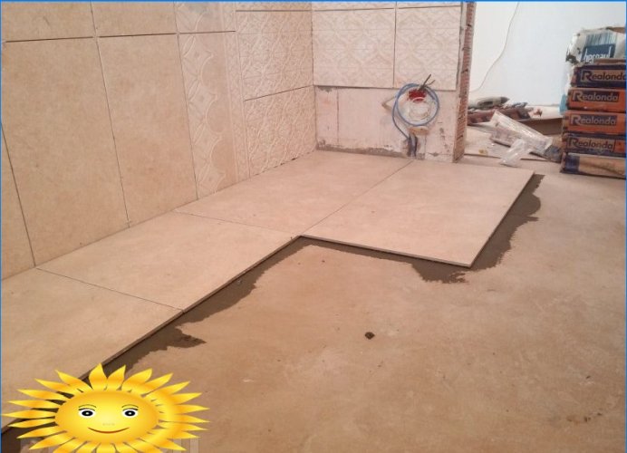 Laying ceramic tiles on floors and walls