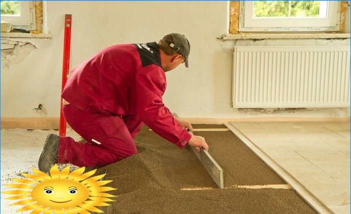 Leveling the floor. DIY dry screed device