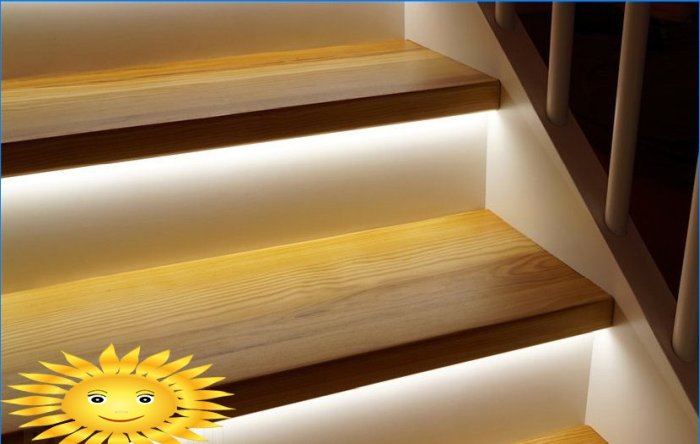 Lighting stairs in the house: how to make automatic lighting of steps