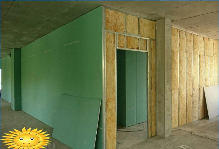 Noise insulation of partitions and walls made of plasterboard