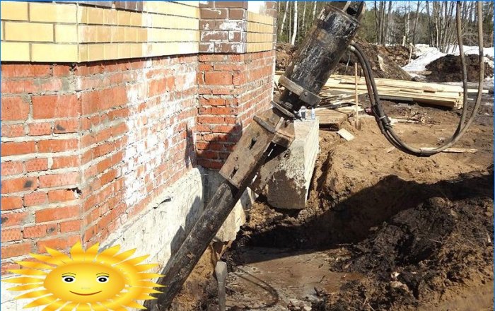 Repair and reinforcement of the foundation with screw piles