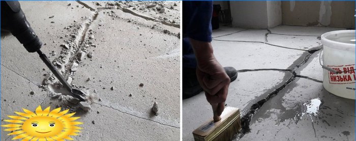Repairing cracks in the concrete floor