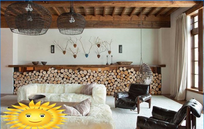 Rustic interior: modern technology in wood edging