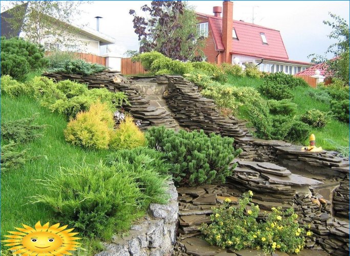 Landscaping of a site on a slope