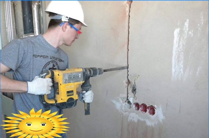 Slitting walls for wiring: how to slit concrete and brick correctly