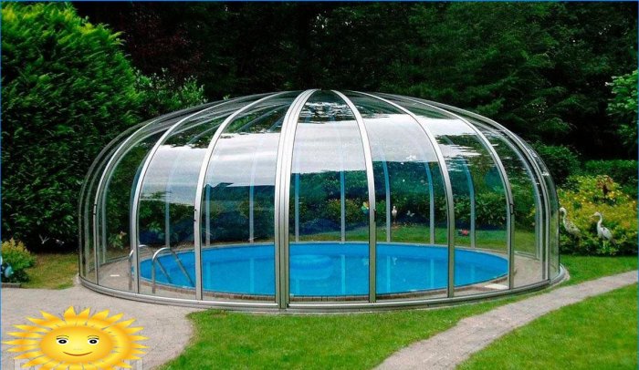 Swimming pool in a greenhouse: examples, features, pros